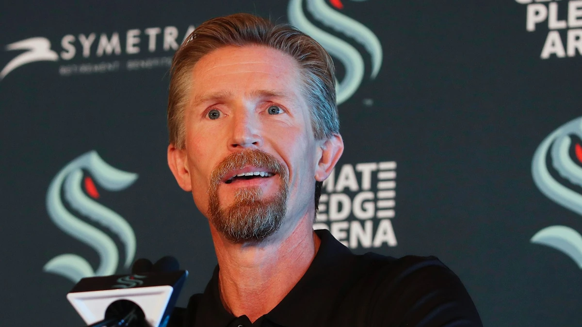 New Seattle Kraken Head Coach Dave Hakstol at a news conference, Thursday, June, 24, 2021 in Seattle. 217490
OUTS: SEATTLE OUT, USA TODAY OUT, MAGAZINES OUT, ONLINE OUT, TELEVISION OUT, SALES OUT. MANDATORY CREDIT TO: Ken Lambert / THE SEATTLE TIMES.
