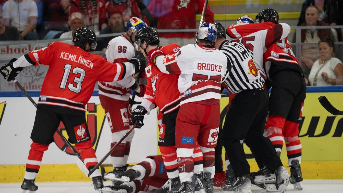 Zwischen Red Bull Salzburg und den Kölner Haie wurde es zum CHL-Auftakt ausgesprochen ruppig.