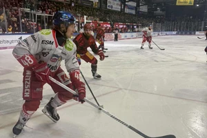 Die Selber Wölfe (helle Trikots) glichen zwar noch aus, doch am Ende jubelte der Deggendorfer SC.