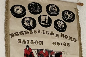 Der EHC Essen-West, das ist das Logo oben links, gehörte lange der 2. Bundesliga Nord an.