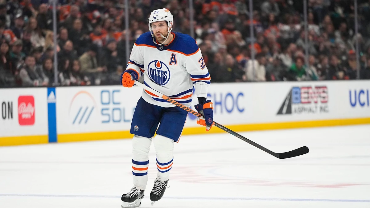 Edmonton Oilers' Leon Draisaitl (29) skates during the first period of an NHL hockey game against the Anaheim Ducks Wednesday, Jan. 11, 2023, in Anaheim, Calif. (AP Photo/Jae C. Hong)