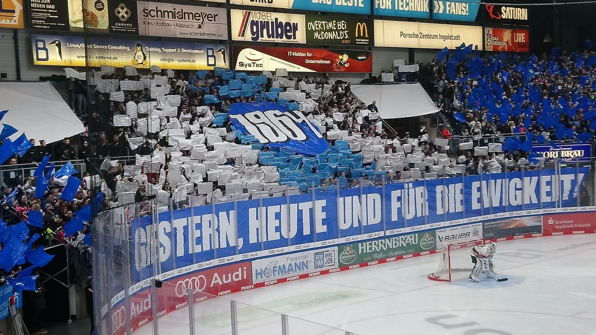Mit einer besonderen Choreografie empfingen die Ingolstädter Fans ihr Team beim Panther-Derby.