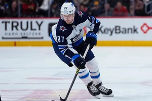 Winnipeg Jets center Kristian Reichel (87) skates against the Colorado Avalanche during the second period of an NHL hockey game Thursday, Jan. 6, 2022, in Denver. (AP Photo/Jack Dempsey)