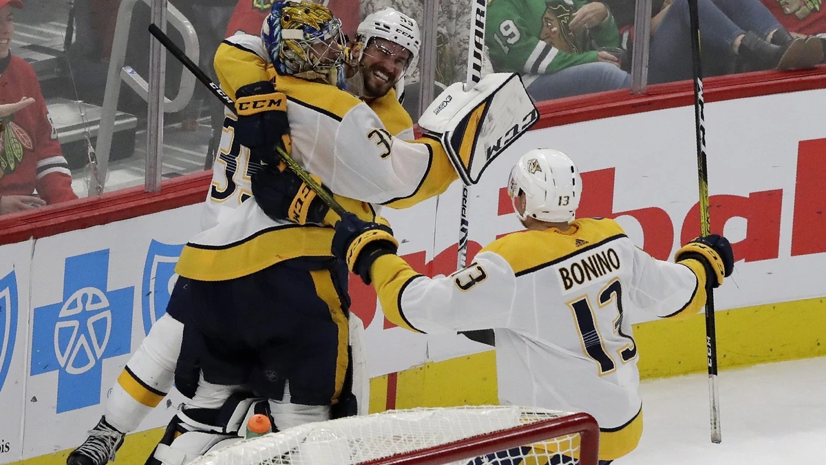 Pekka Rinne erzielte im Januar 2020 das Tor zum 5:2-Auswärtssieg gegen die Chicago Blackhawks - nun hat der längjährige Preds-Goalie seine große Karriere beendet.